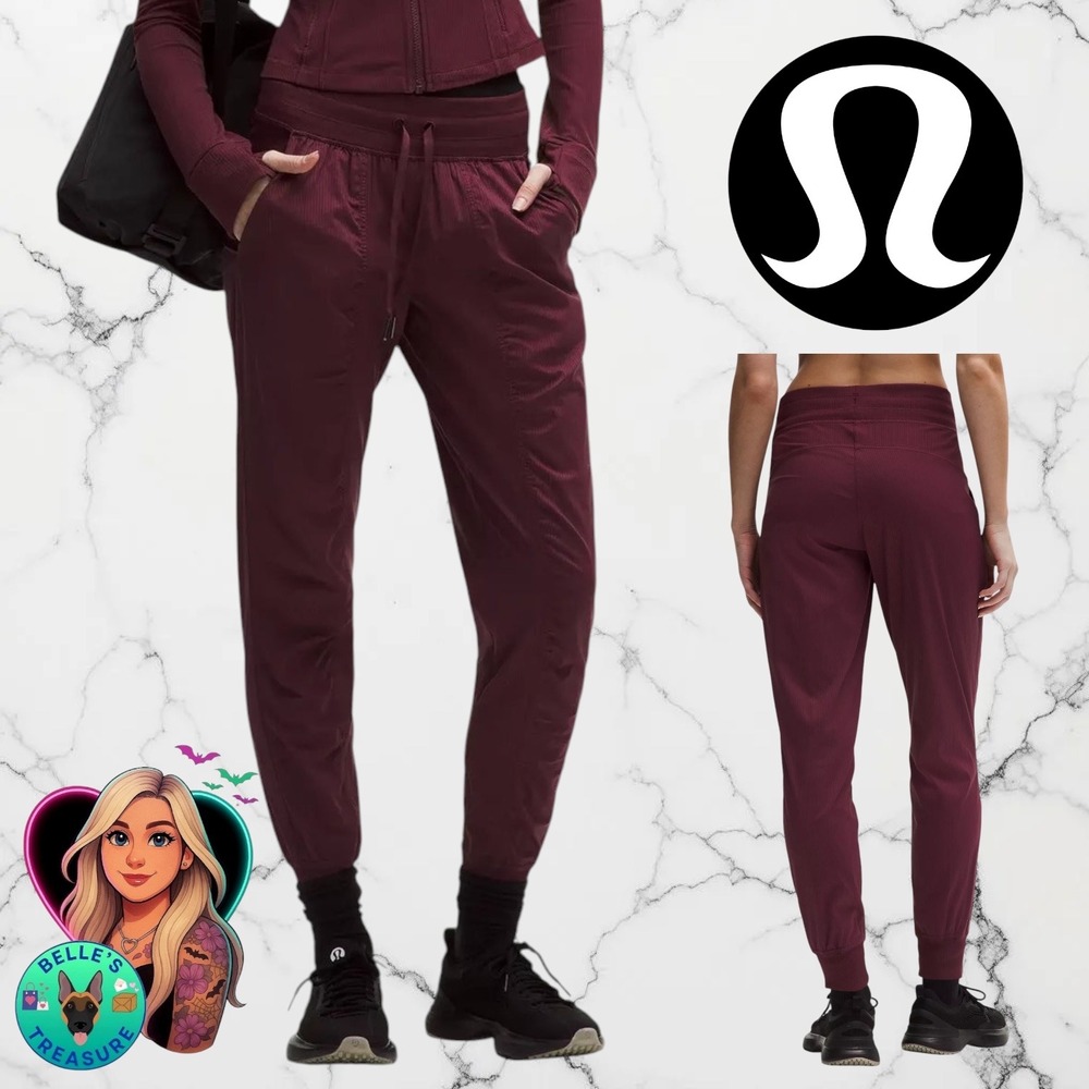 Lululemon Beyond the Studio Jogger Red Merlot Burgundy Ribbed Pants Womens‎ 4